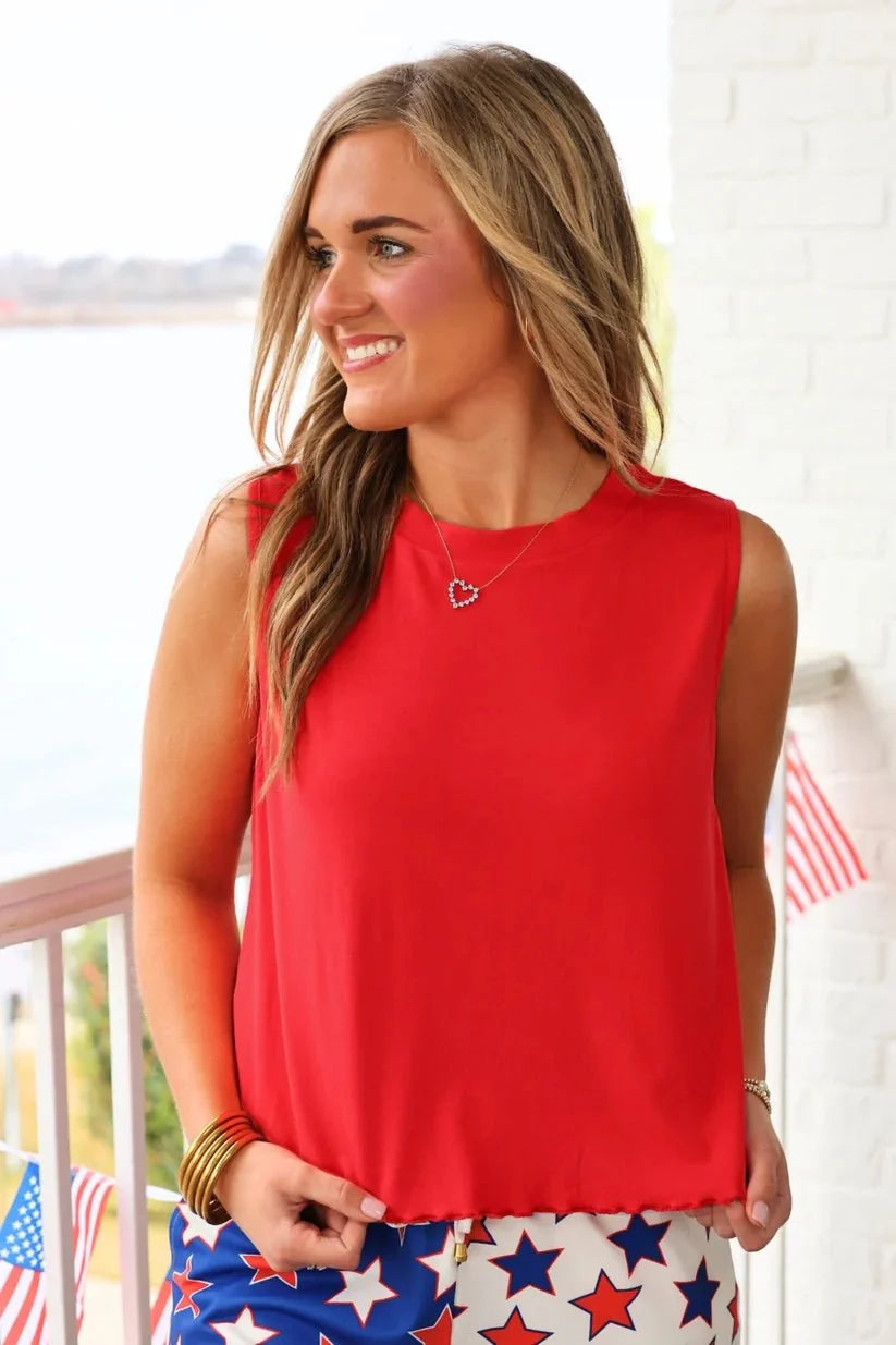 Jess Lea Banks Basic Lettuce Tank- Red