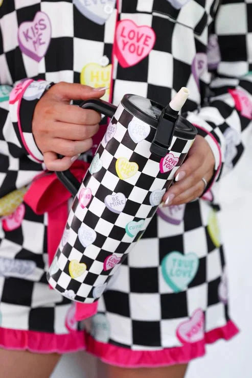 Jess Lea-Checkered Conversation Hearts Sleek Tumbler