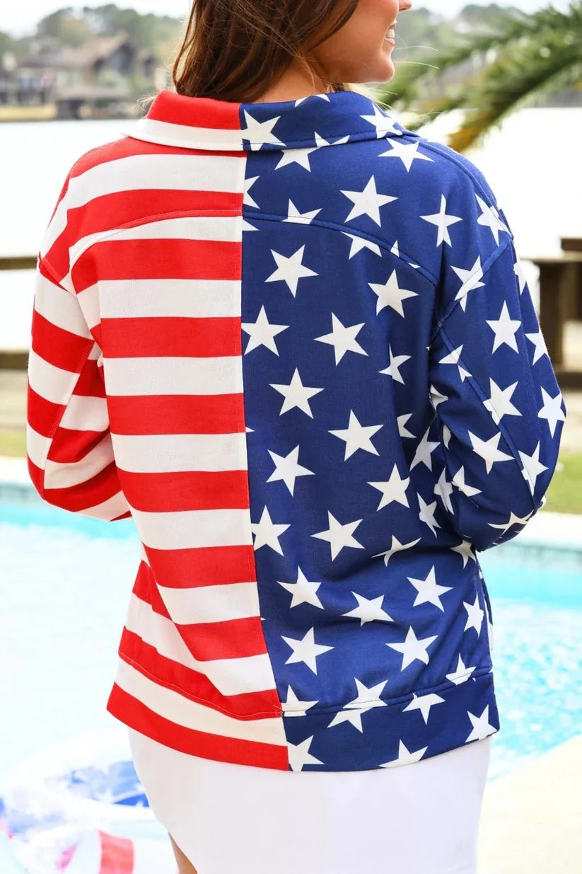 Jess Lea Stars and Stripes Quarter Zip Pullover