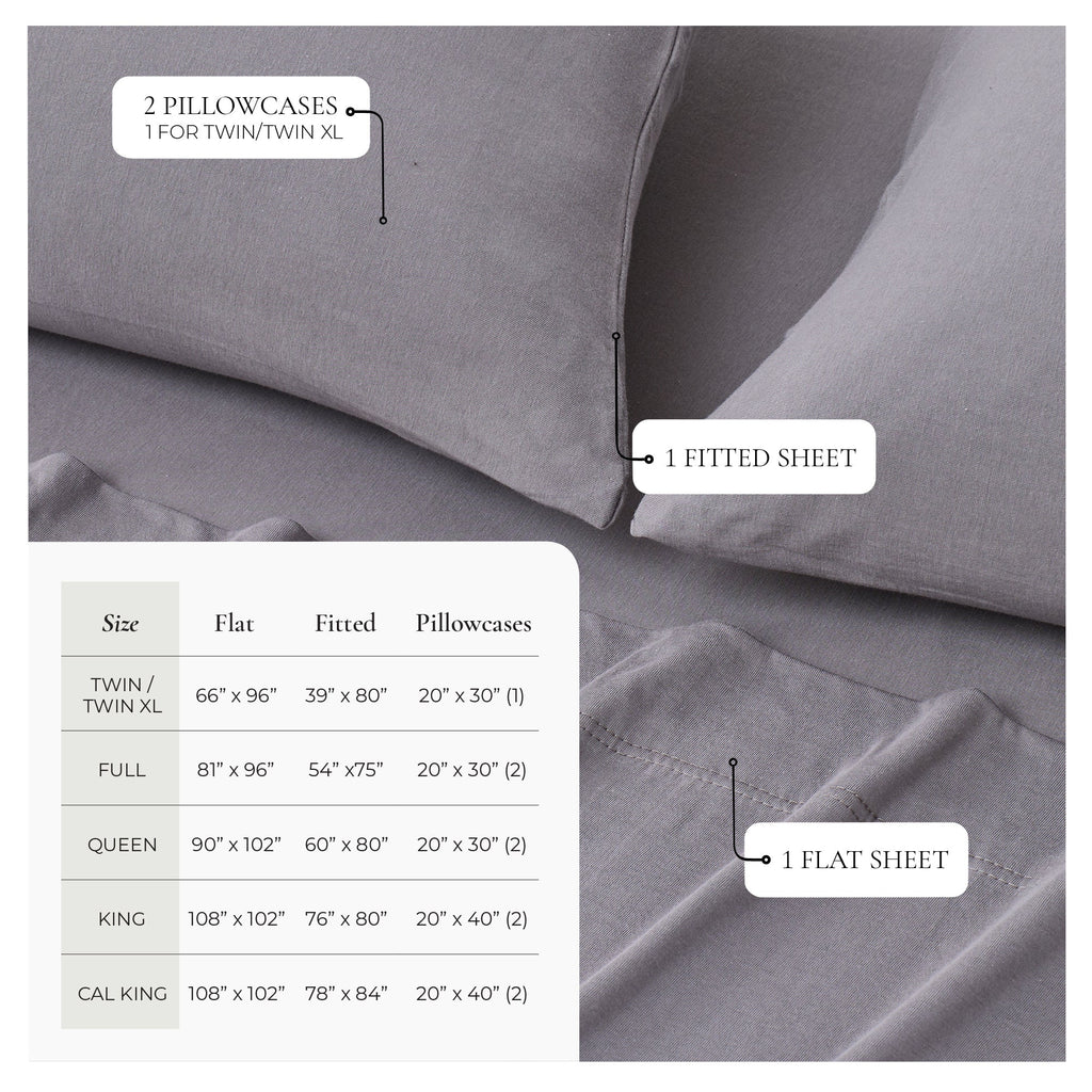Viscose from Bamboo & Cotton Blend Jersey Knit Sheets