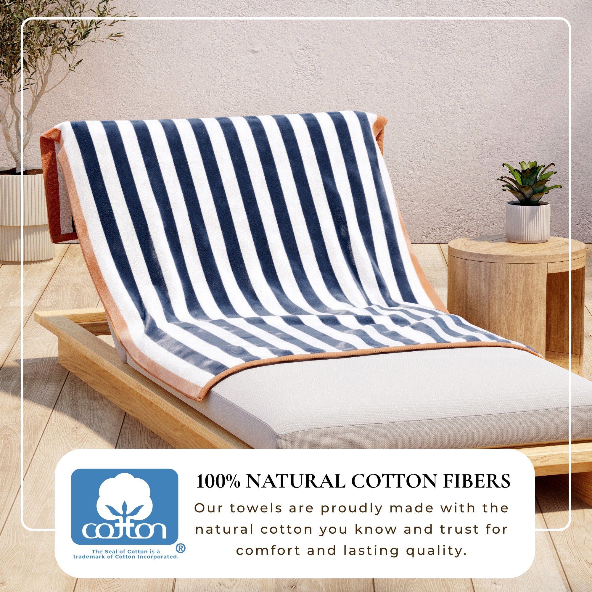 Oversized Striped Border Cabana Beach Towels - Santa Cruz
