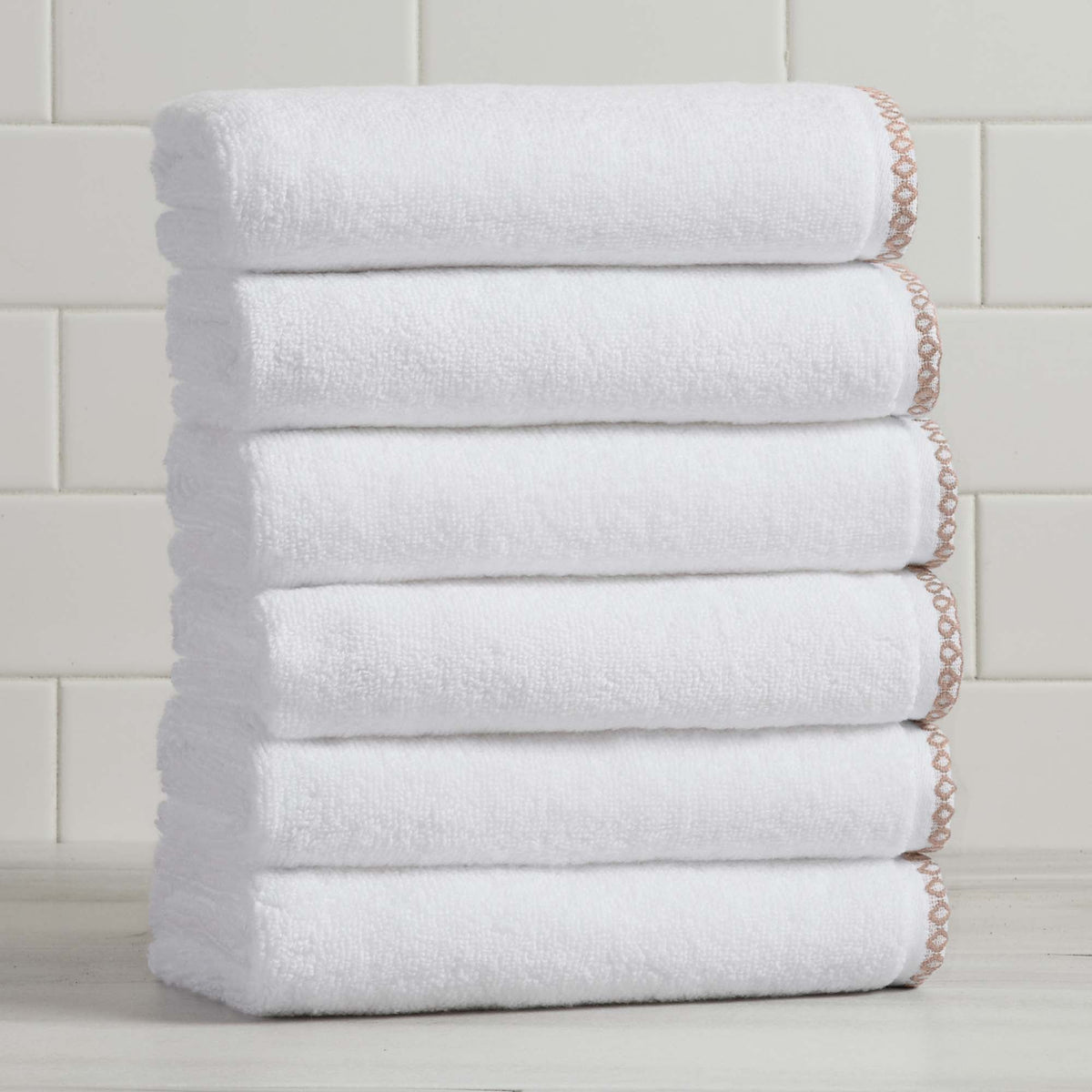 Cotton Border-Stitched 6-Piece Towel Set - Valery Collection
