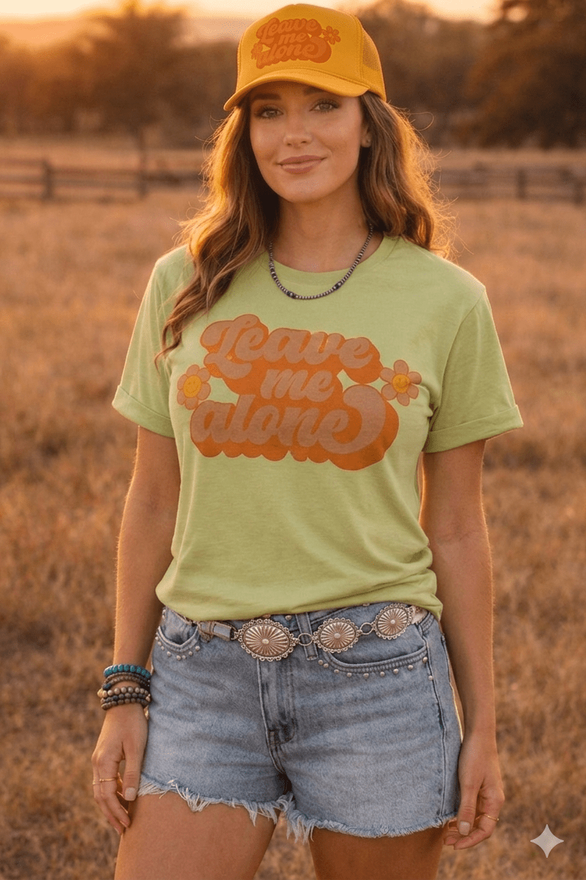 Leave Me Alone Retro Flower Graphic Tee