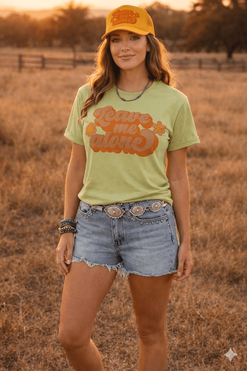 Leave Me Alone Retro Flower Graphic Tee