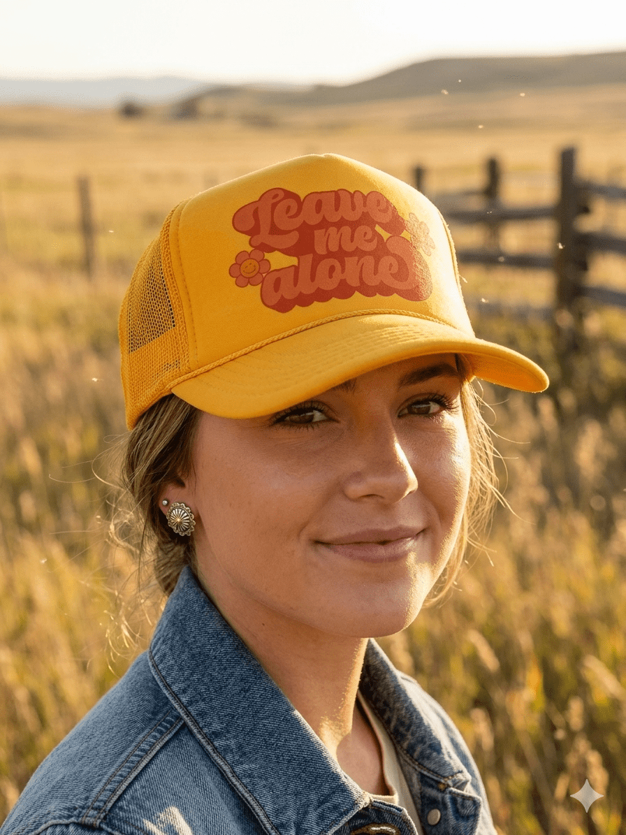 Leave Me Alone Retro Flower Trucker Hat