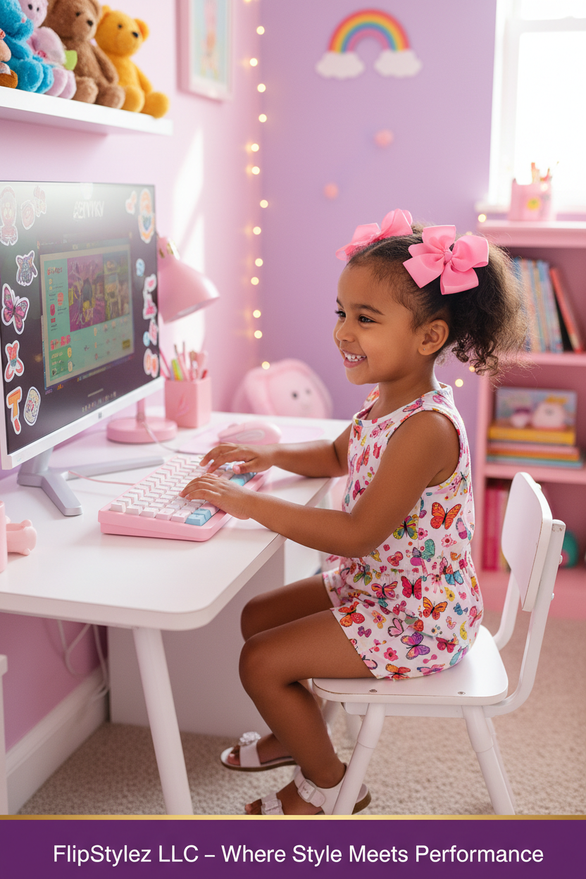 AEVYVKV™ Cute Retro Pink Wireless Keyboard & Mouse Set – Silent, 114 Keys, 2.4GHz, Waterproof, Aesthetic Desk | FlipStylez LLC®