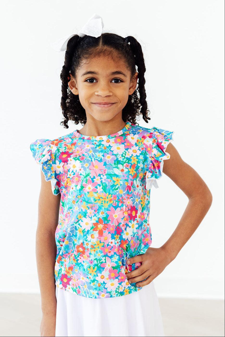 Preppy Floral S/S Ruffle Tee
