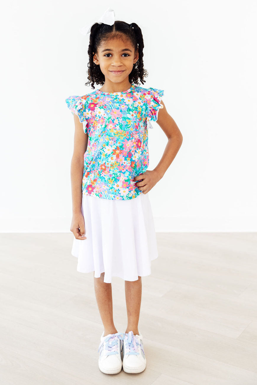 Preppy Floral S/S Ruffle Tee