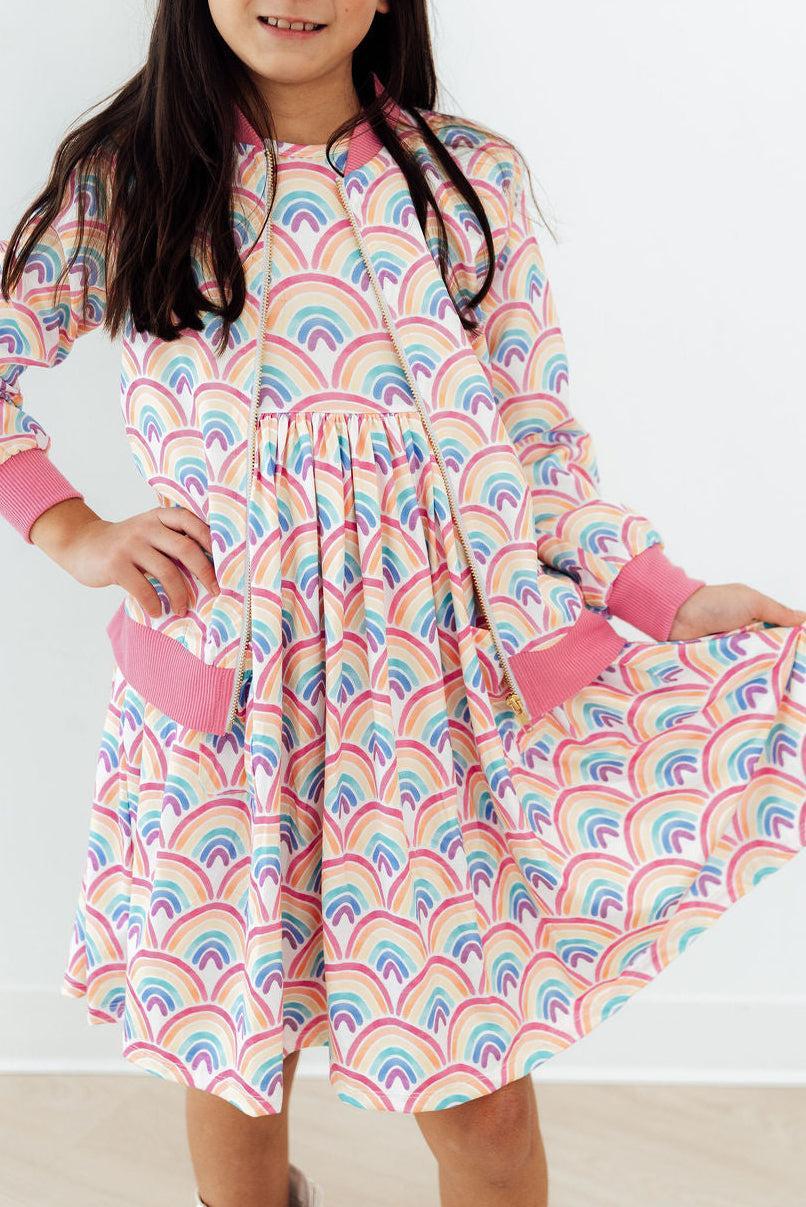 Watercolor Rainbows Satin Jacket