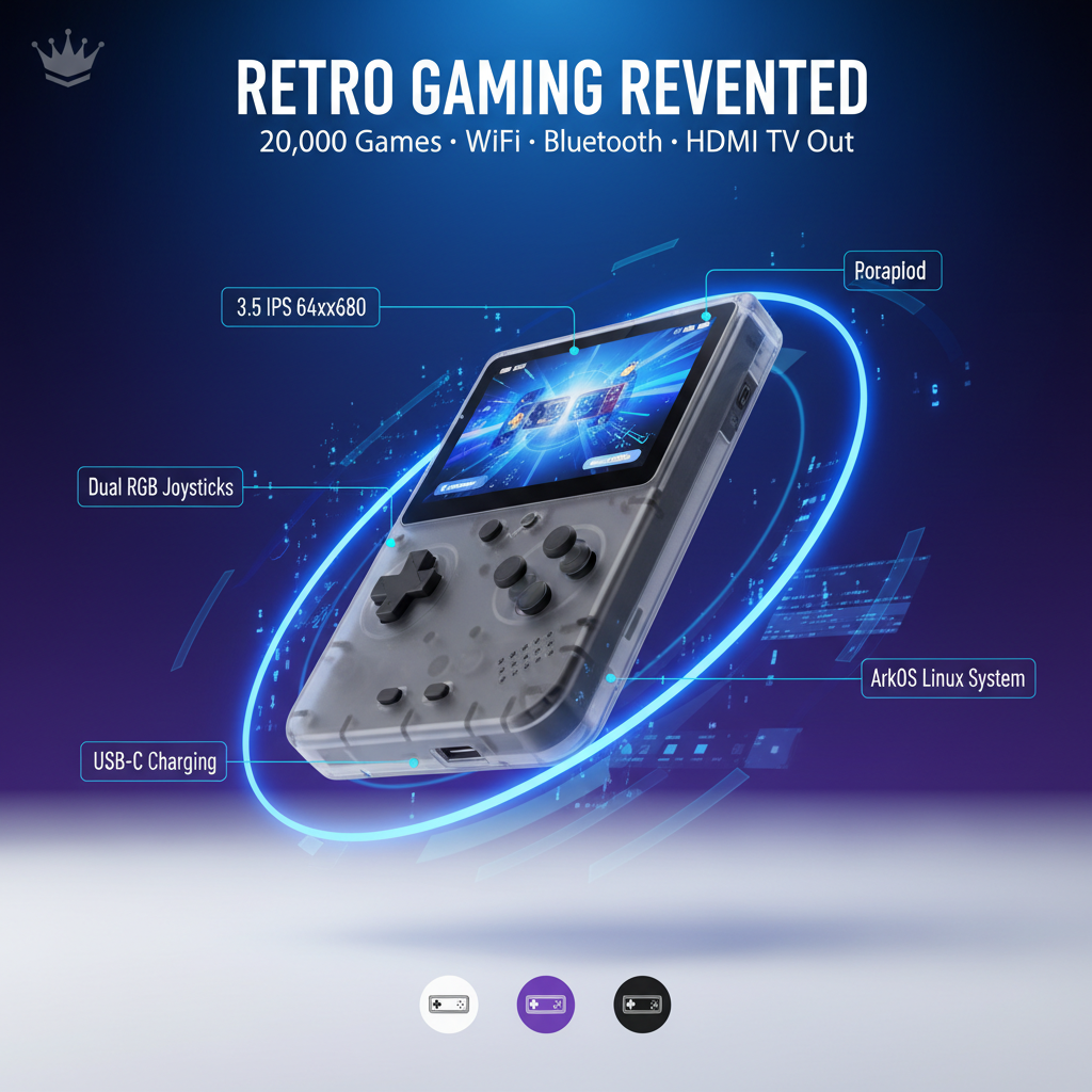 Mini R36S Retro Handheld Game Console | Linux ArkOS System, IPS Screen & 20,000 Games | Compatible with PS1, PSP, GBA, SNES, N64 & More