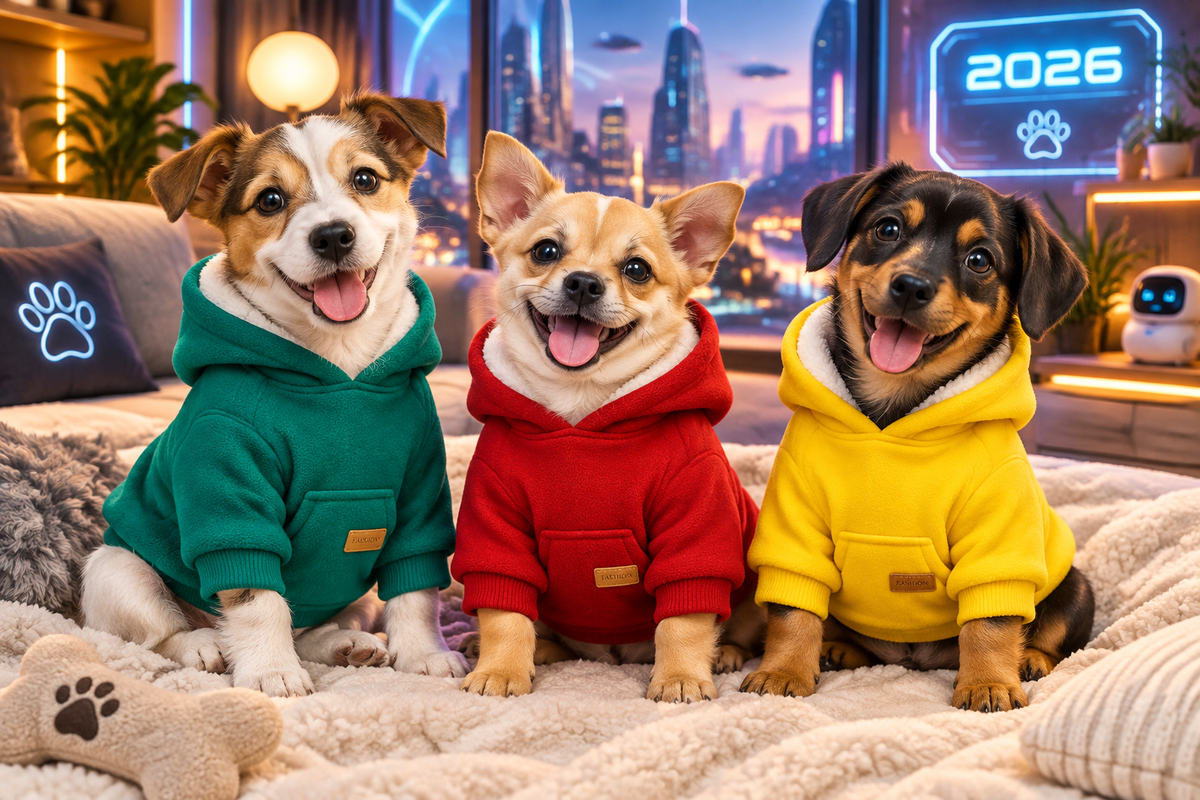 Fleece-Lined Dog Pullover Hoodie | Cozy Cotton Sweater for Small Dogs & Cats | Cold Weather Outfit