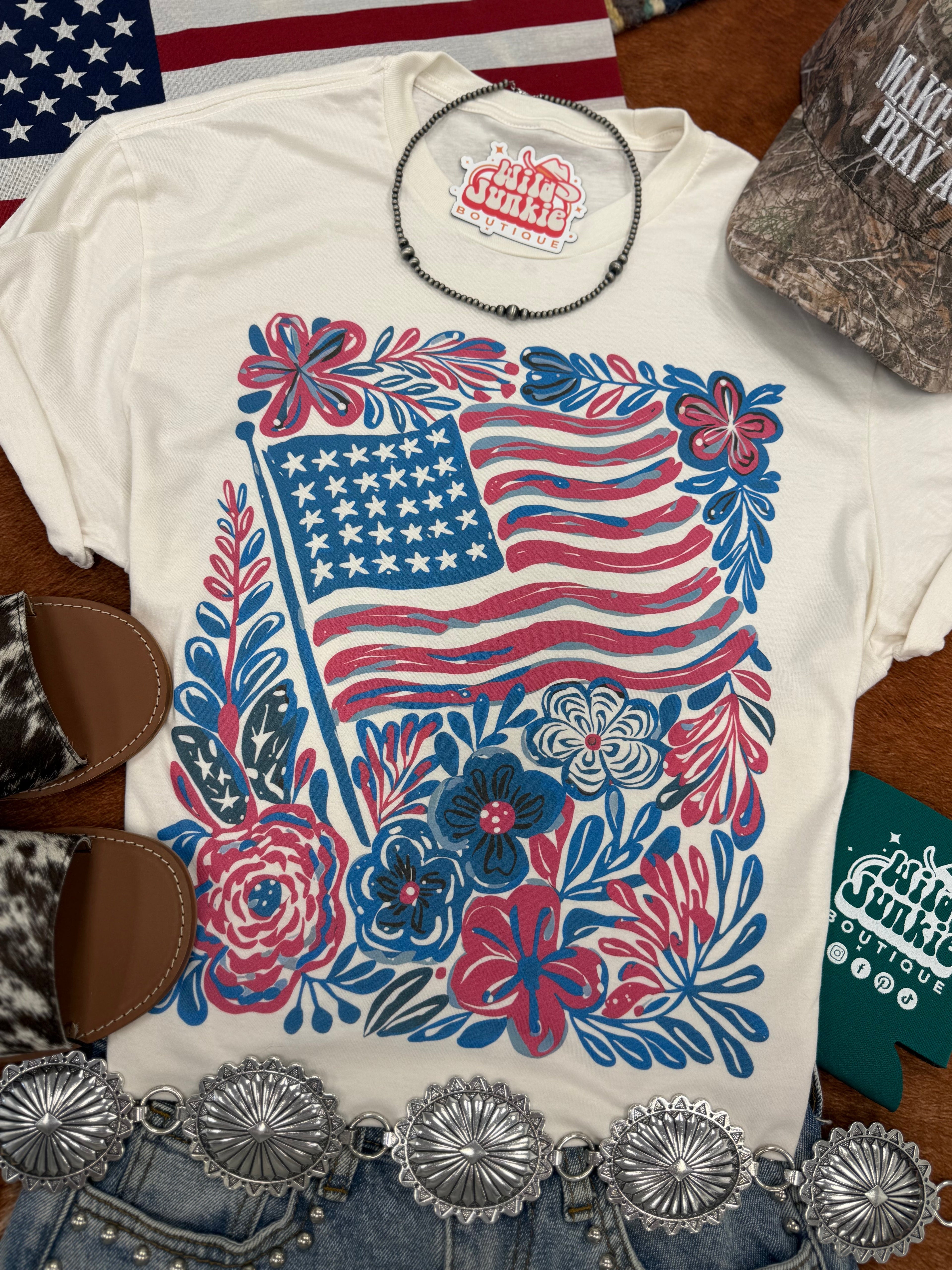 American Freedom Flowers Graphic Tee