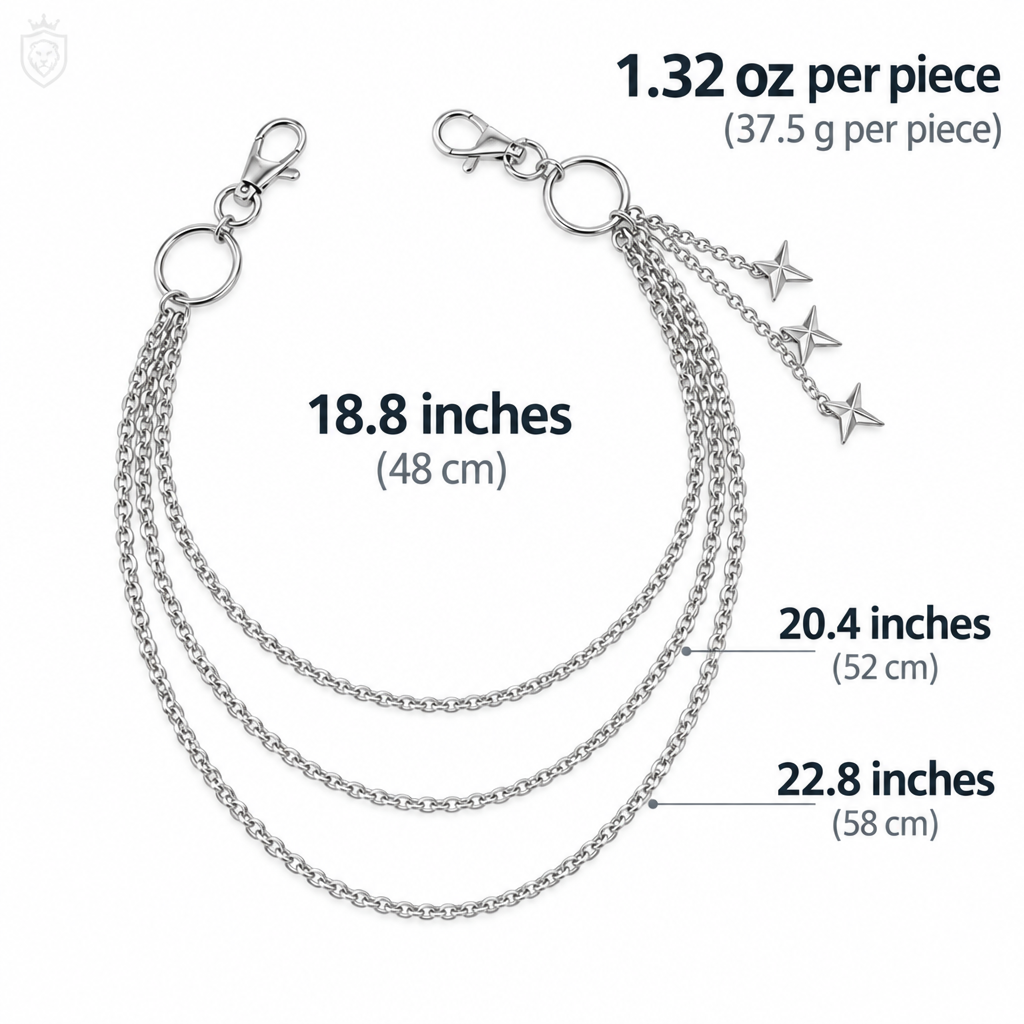 Star & Pearl Jeans Chain | Multilayer Zinc Alloy Pant Chain | Punk Waist Keychain Accessory