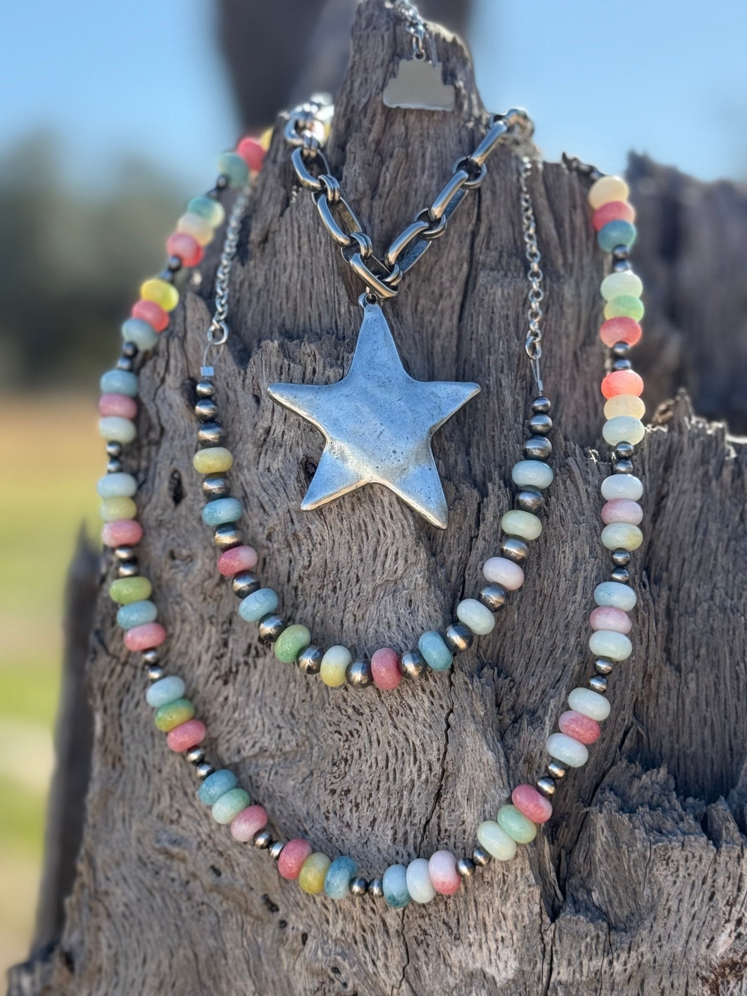 Spring Pastel Opal Chain Necklace