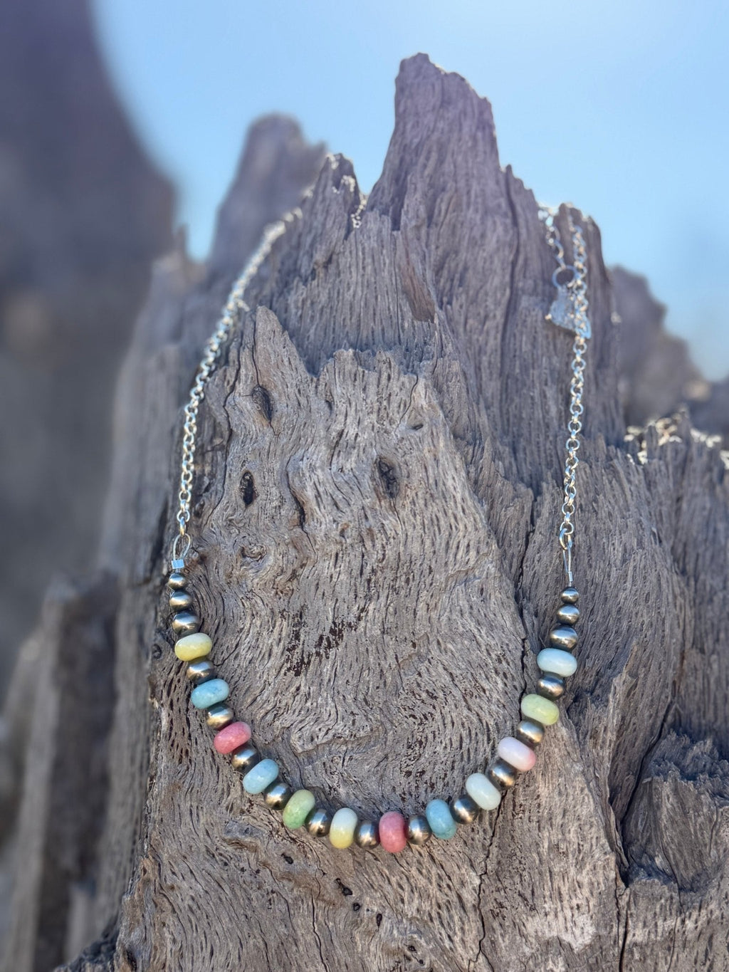 Spring Pastel Opal Chain Necklace