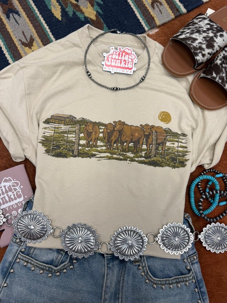 Pasture Red Cattle Graphic Tee