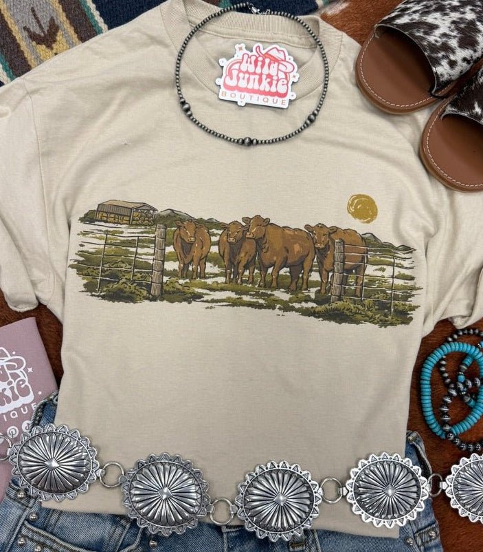 Pasture Red Cattle Graphic Tee