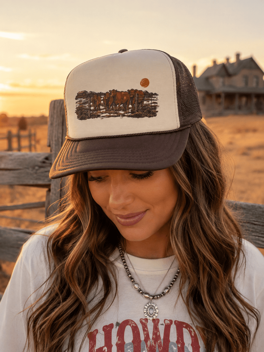 Pasture Red Cattle Trucker Hat