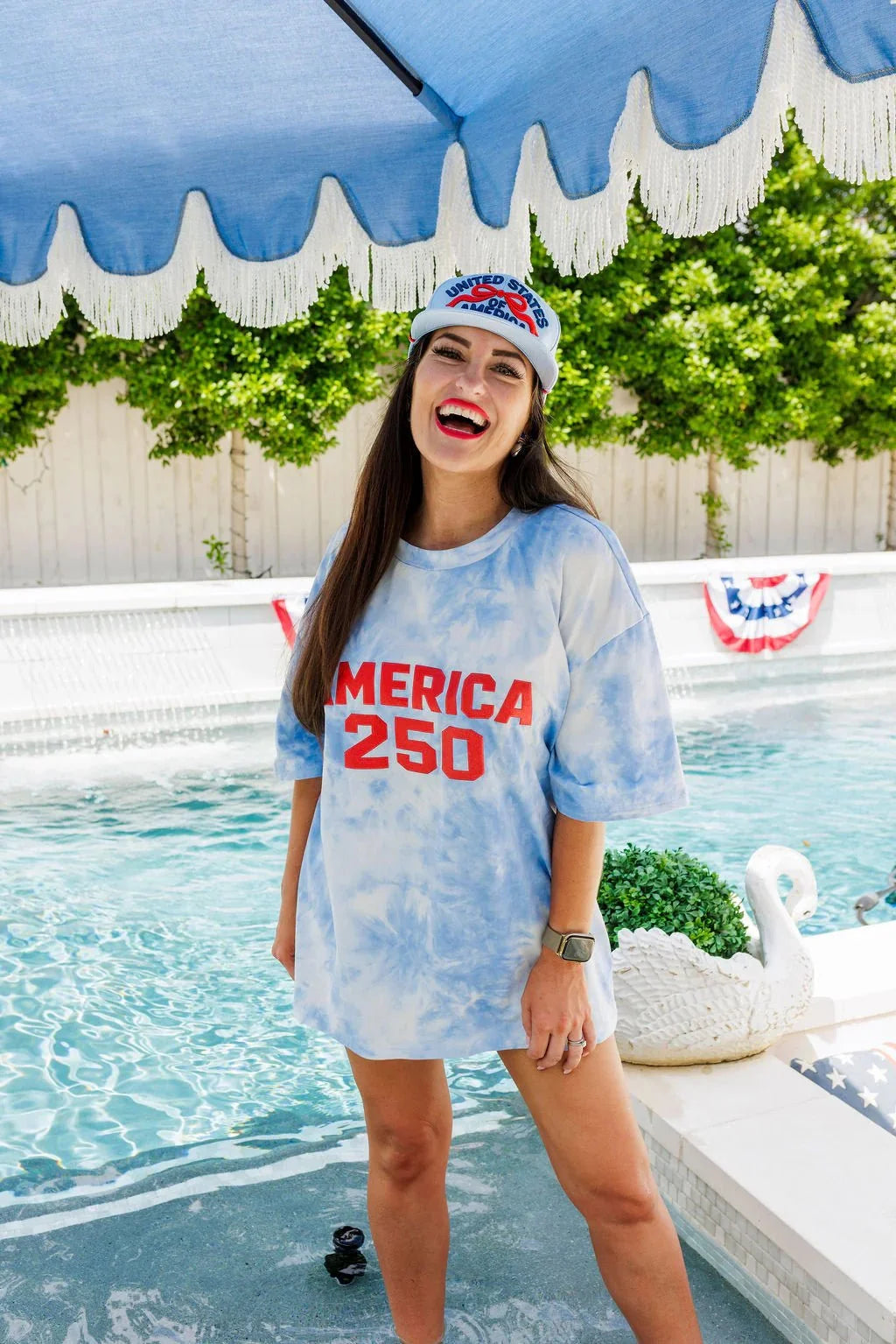 Brianna Cannon America 250 Blue Tie Dye T-Shirt