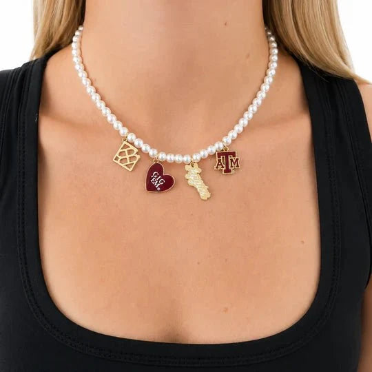 Brianna Cannon Texas A&M Pearl Charm Necklace