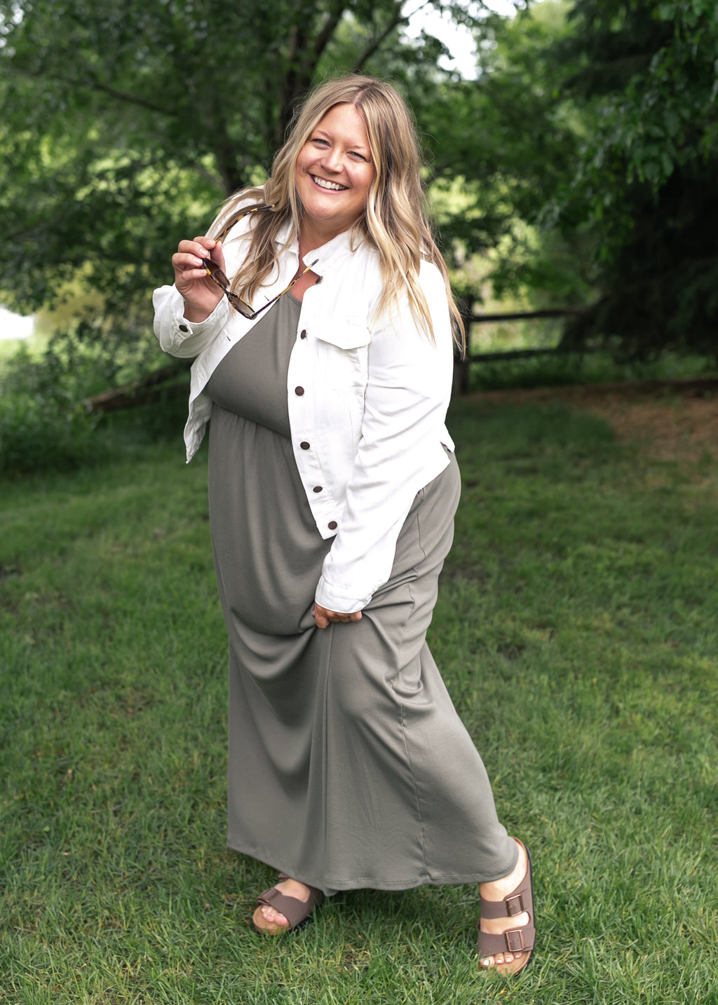 Jasmine Olive Ribbed Maxi Dress