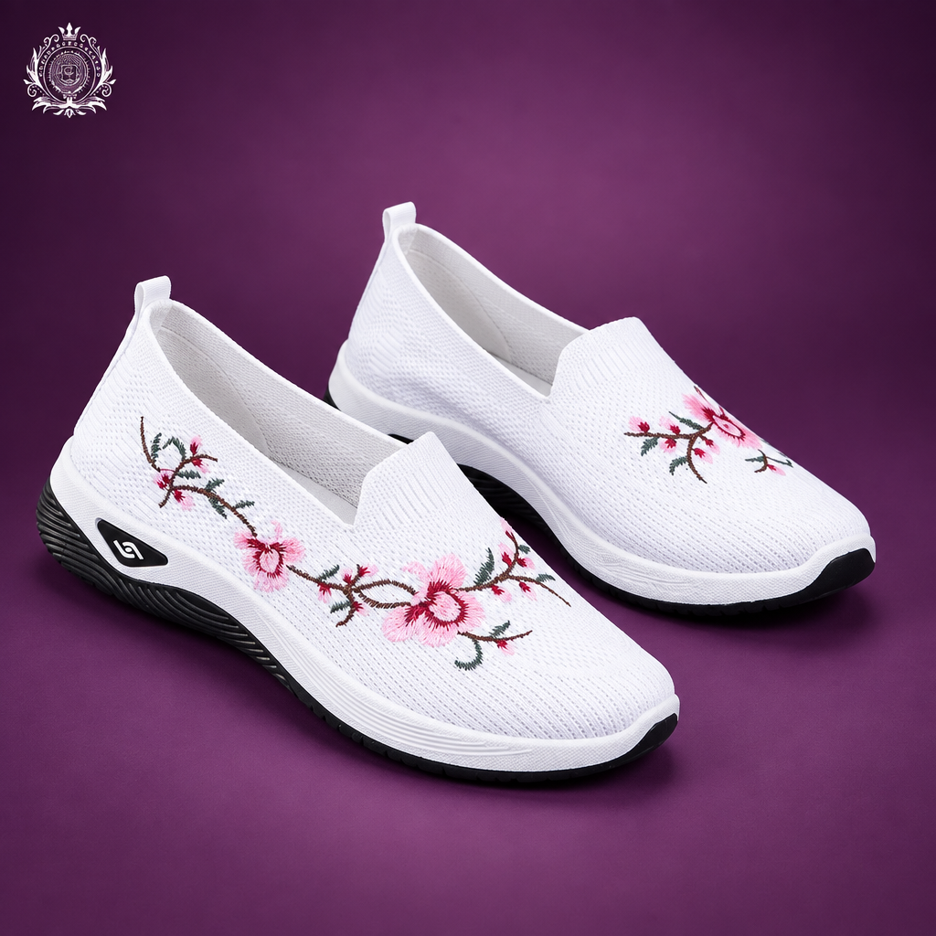 Women's Printed Sneakers | Elastic-Band Closure, Cotton Upper | Casual Summer Wear