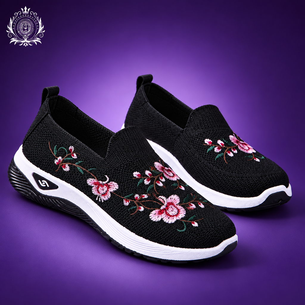 Women's Printed Sneakers | Elastic-Band Closure, Cotton Upper | Casual Summer Wear