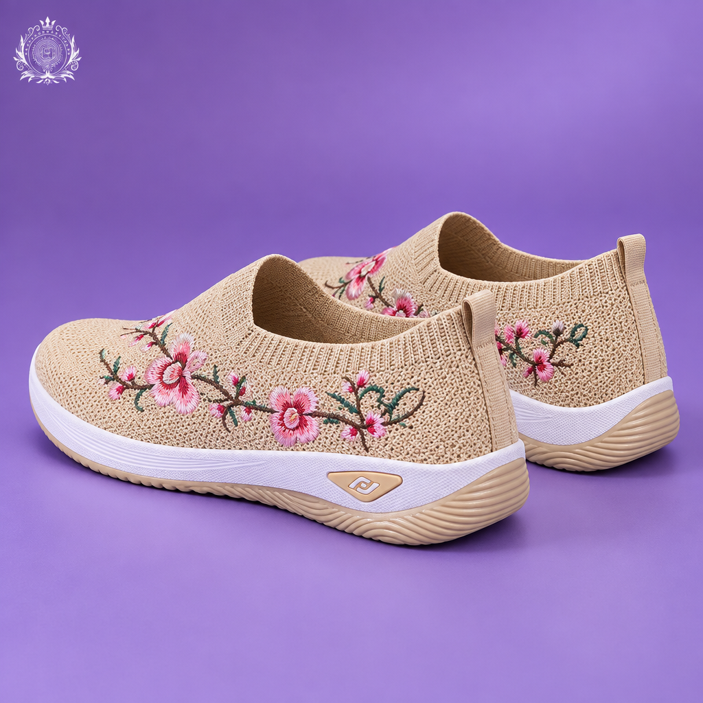 Women's Printed Sneakers | Elastic-Band Closure, Cotton Upper | Casual Summer Wear