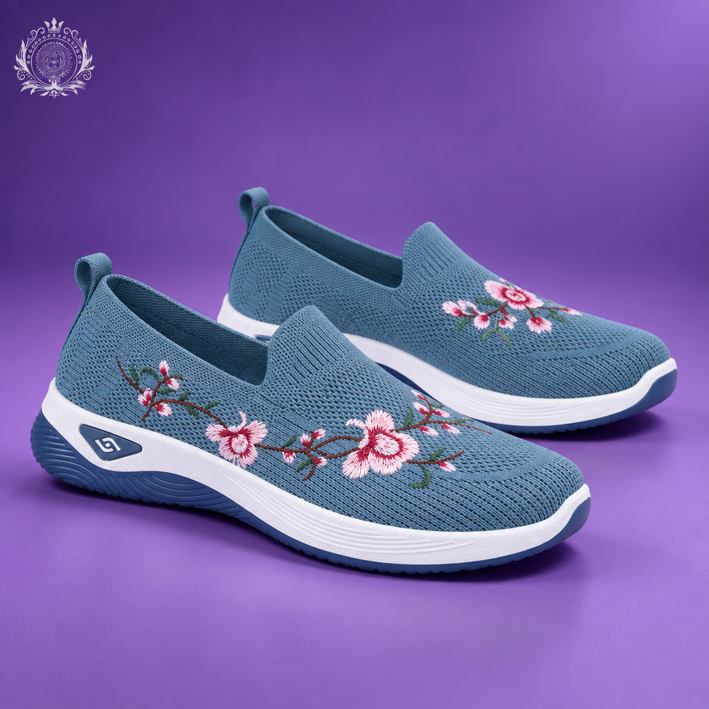 Women's Printed Sneakers | Elastic-Band Closure, Cotton Upper | Casual Summer Wear