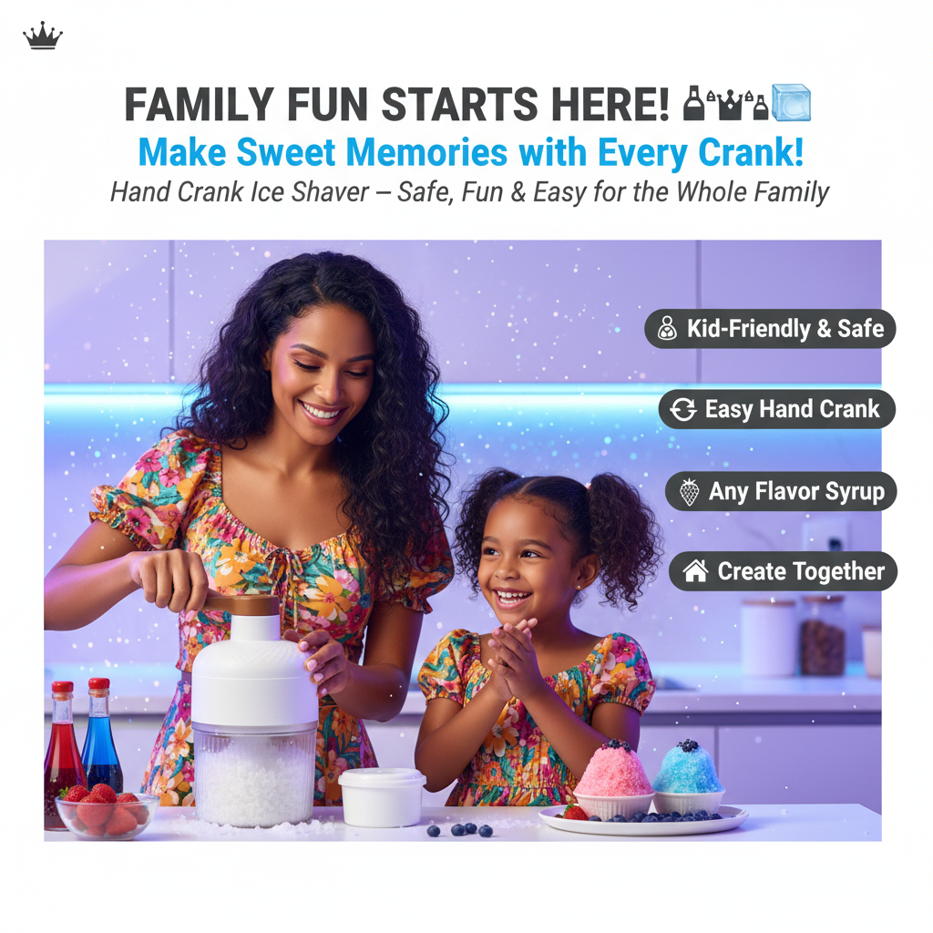 Mini Portable Ice Crusher & Smoothie Maker | Hand Operated Shaved Ice & Milkshake Machine | Household Kitchen Tool for Home & Outdoor