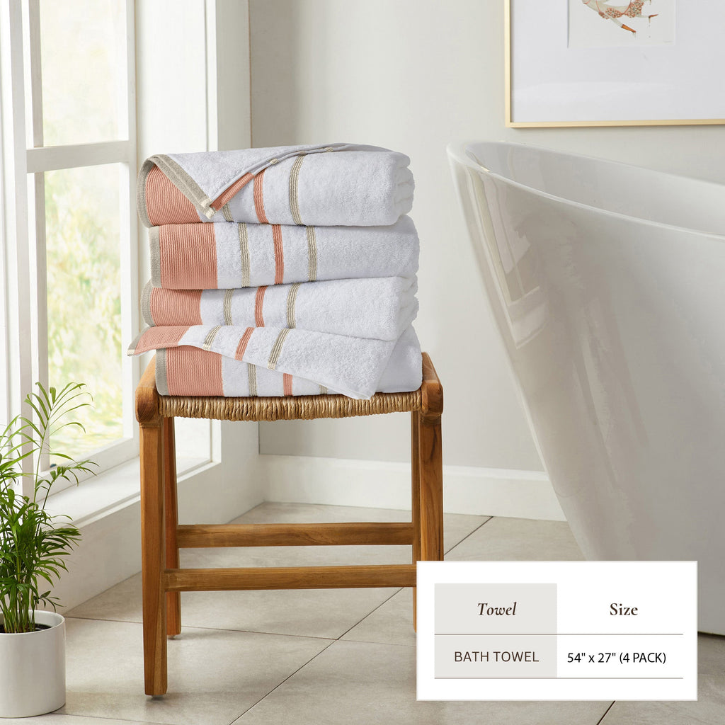 Decorative Cotton Stripe Bath Towel Set - Noelle Collection