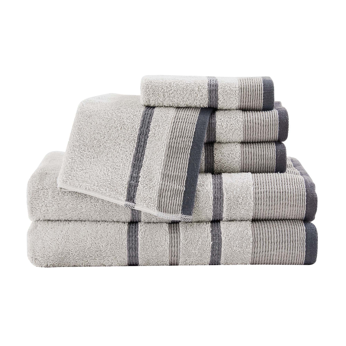Decorative Cotton Stripe Bath Towel Set - Noelle Collection