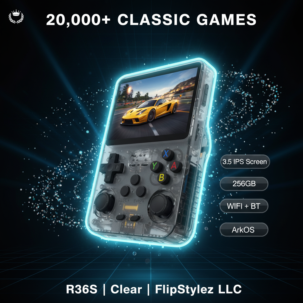 Mini R36S Retro Handheld Game Console | Linux ArkOS System, IPS Screen & 20,000 Games | Compatible with PS1, PSP, GBA, SNES, N64 & More