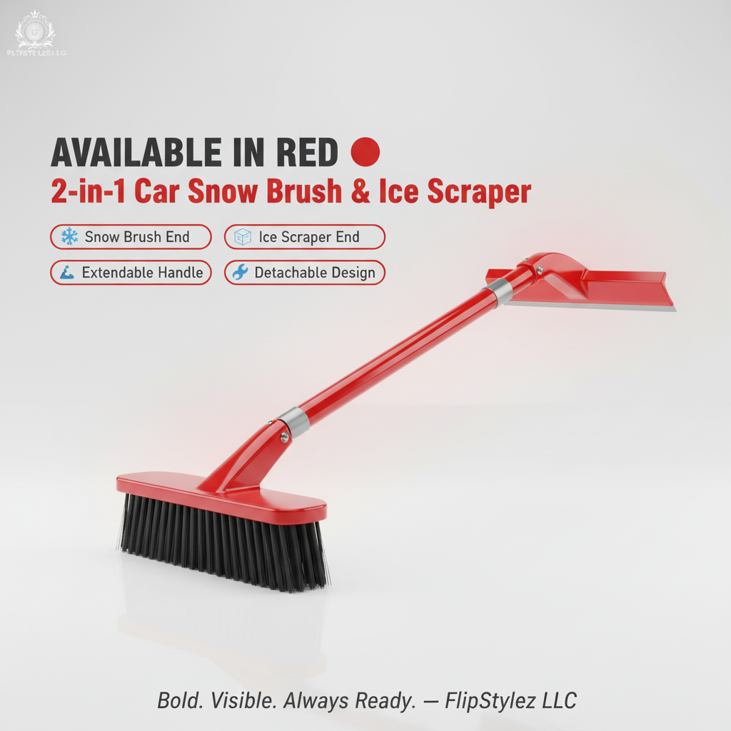 2-in-1 Car Snow Removal Brush & Ice Scraper | Multi-Functional Winter Snow Shovel with Extendable Handle | Auto Windshield Defrost Tool