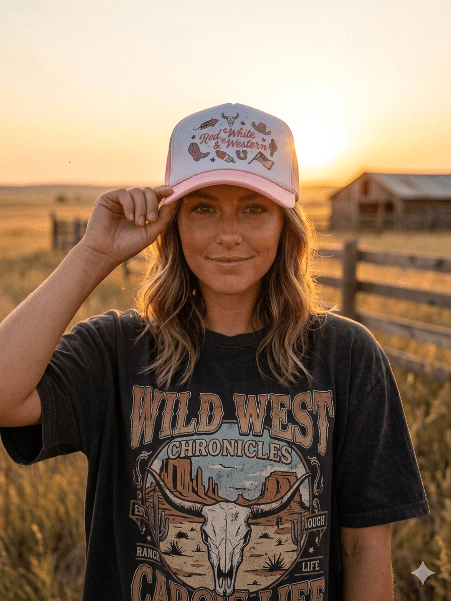 Red, White & Western Trucker Hat