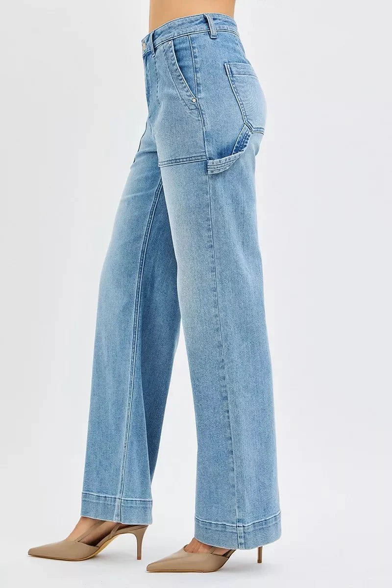 RISEN Full Size High Rise Straight Leg Jeans with Front Pockets Plus Size