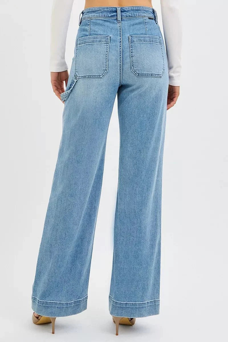 RISEN Full Size High Rise Straight Leg Jeans with Front Pockets Plus Size