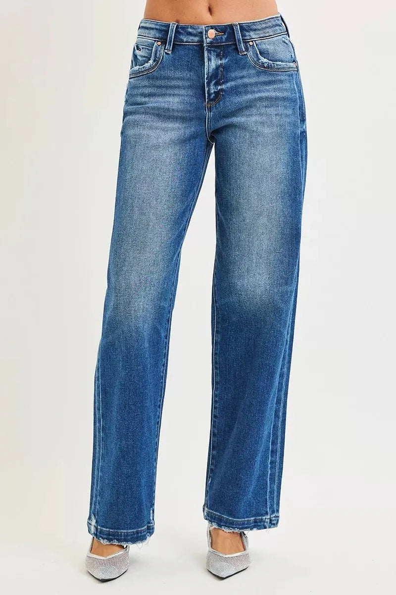RISEN Full Size Slouchy Baggy Jeans Pocket Side Seam Detail Plus Size