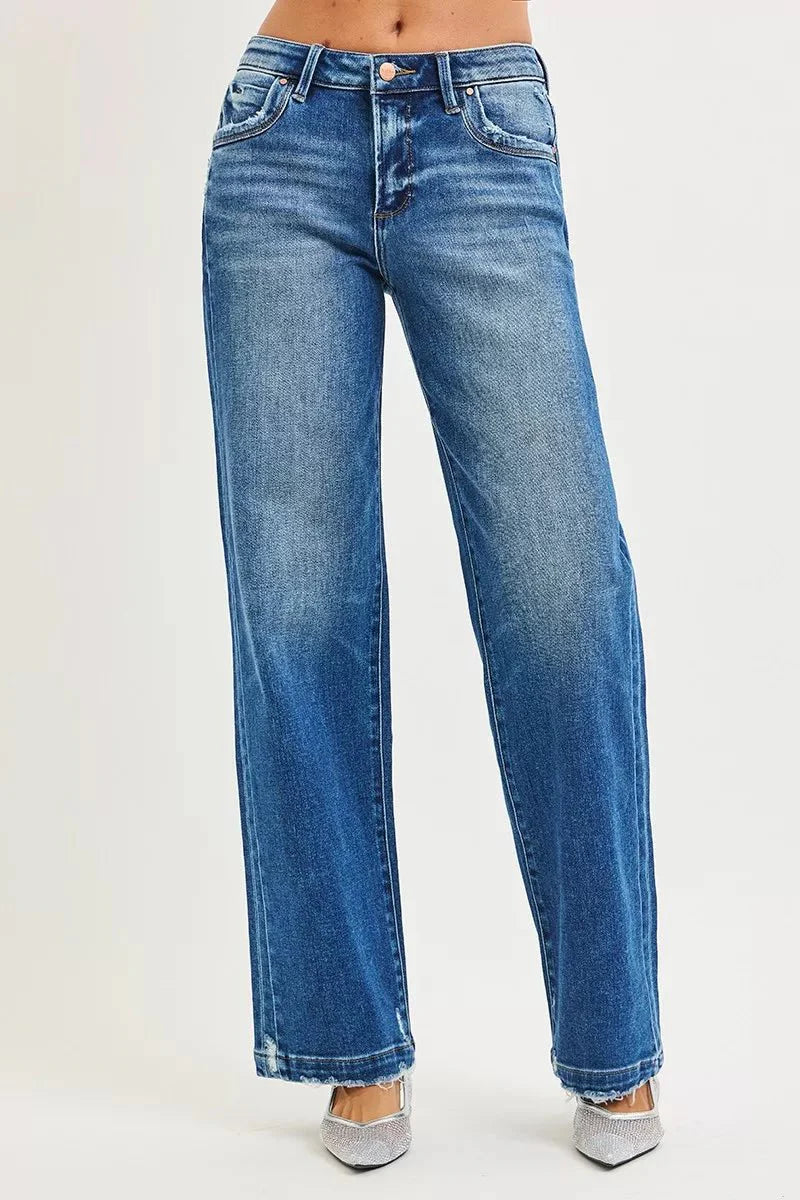 RISEN Full Size Slouchy Baggy Jeans Pocket Side Seam Detail Plus Size
