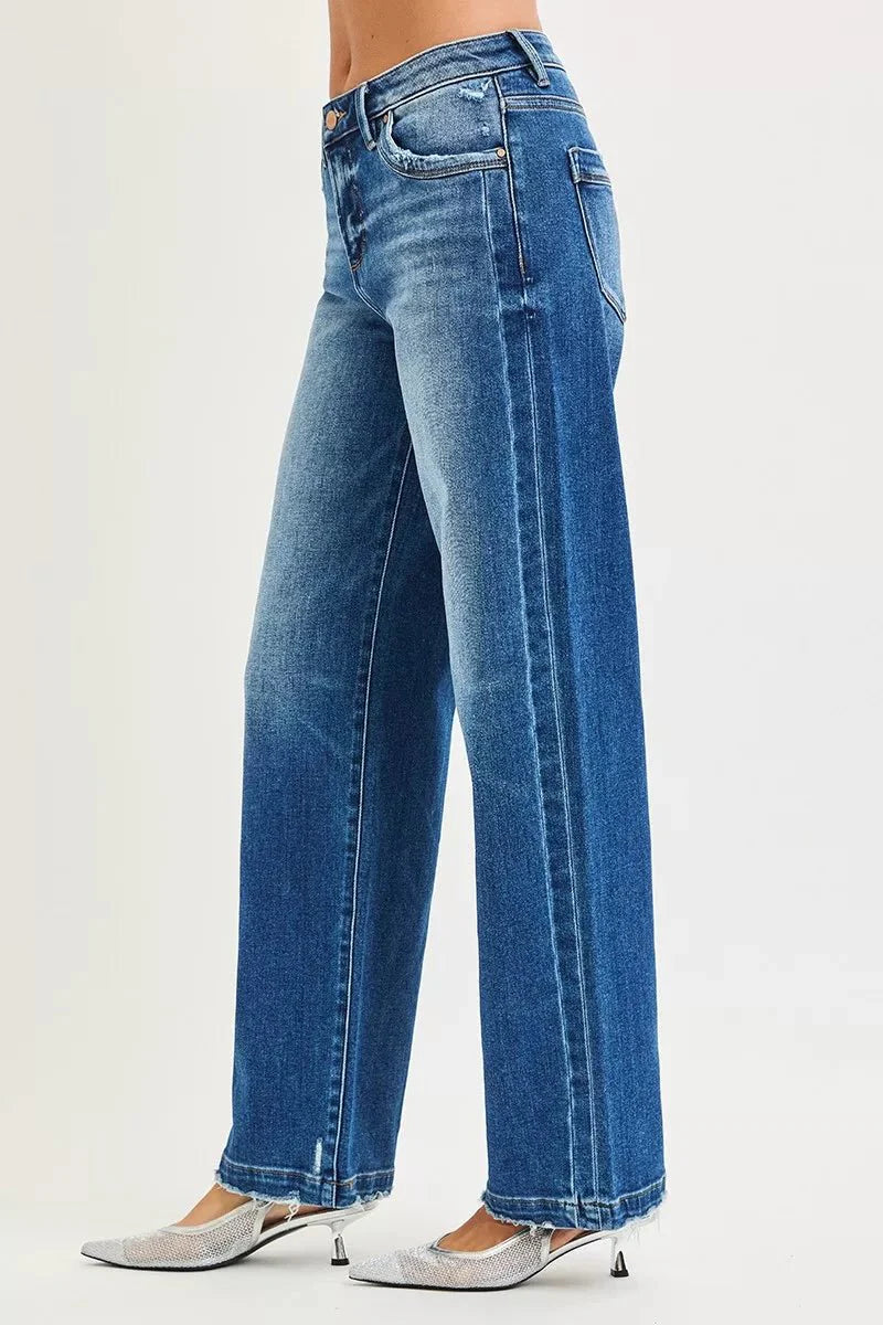 RISEN Full Size Slouchy Baggy Jeans Pocket Side Seam Detail Plus Size
