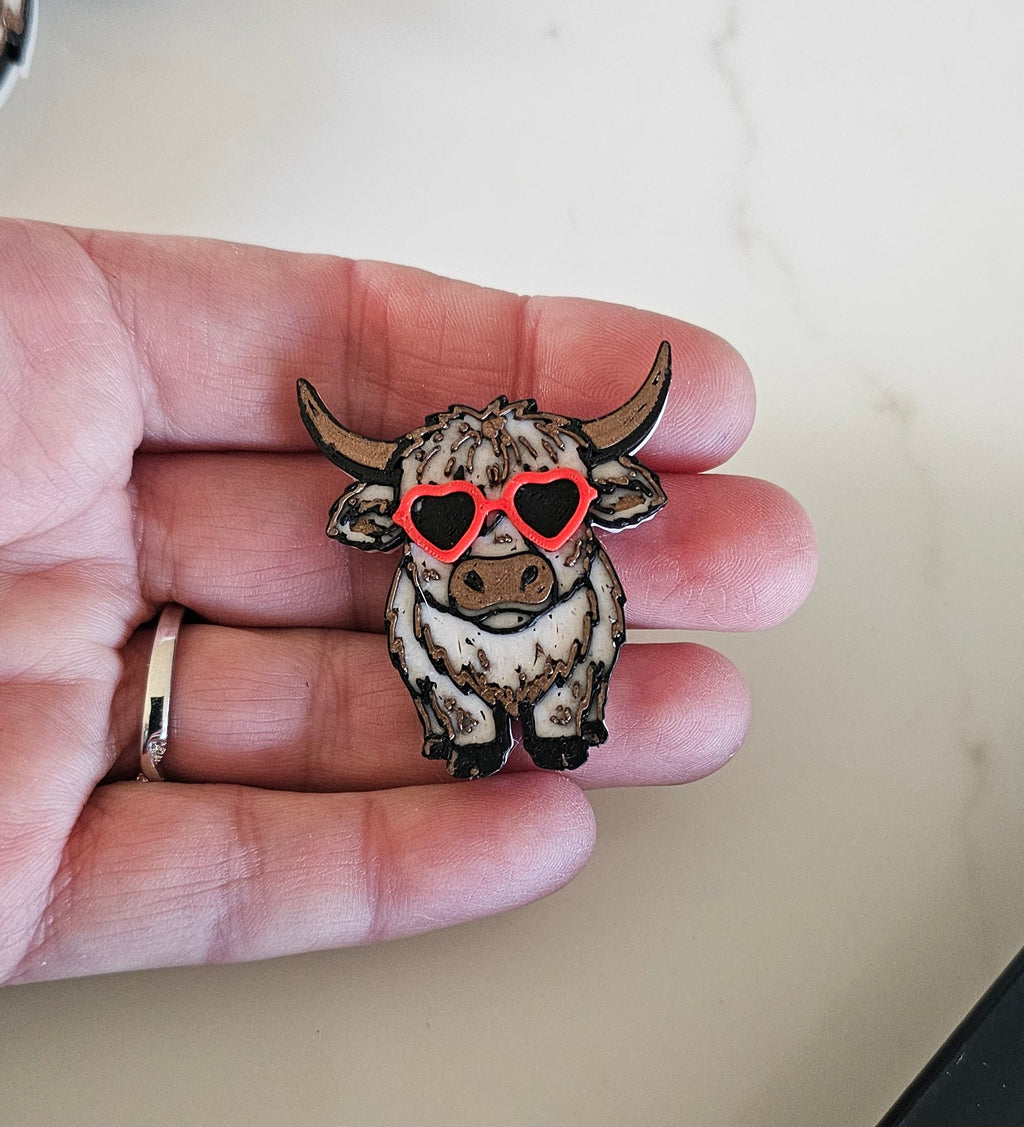 3d Printed Cool Highland Cow Magnet Made in America