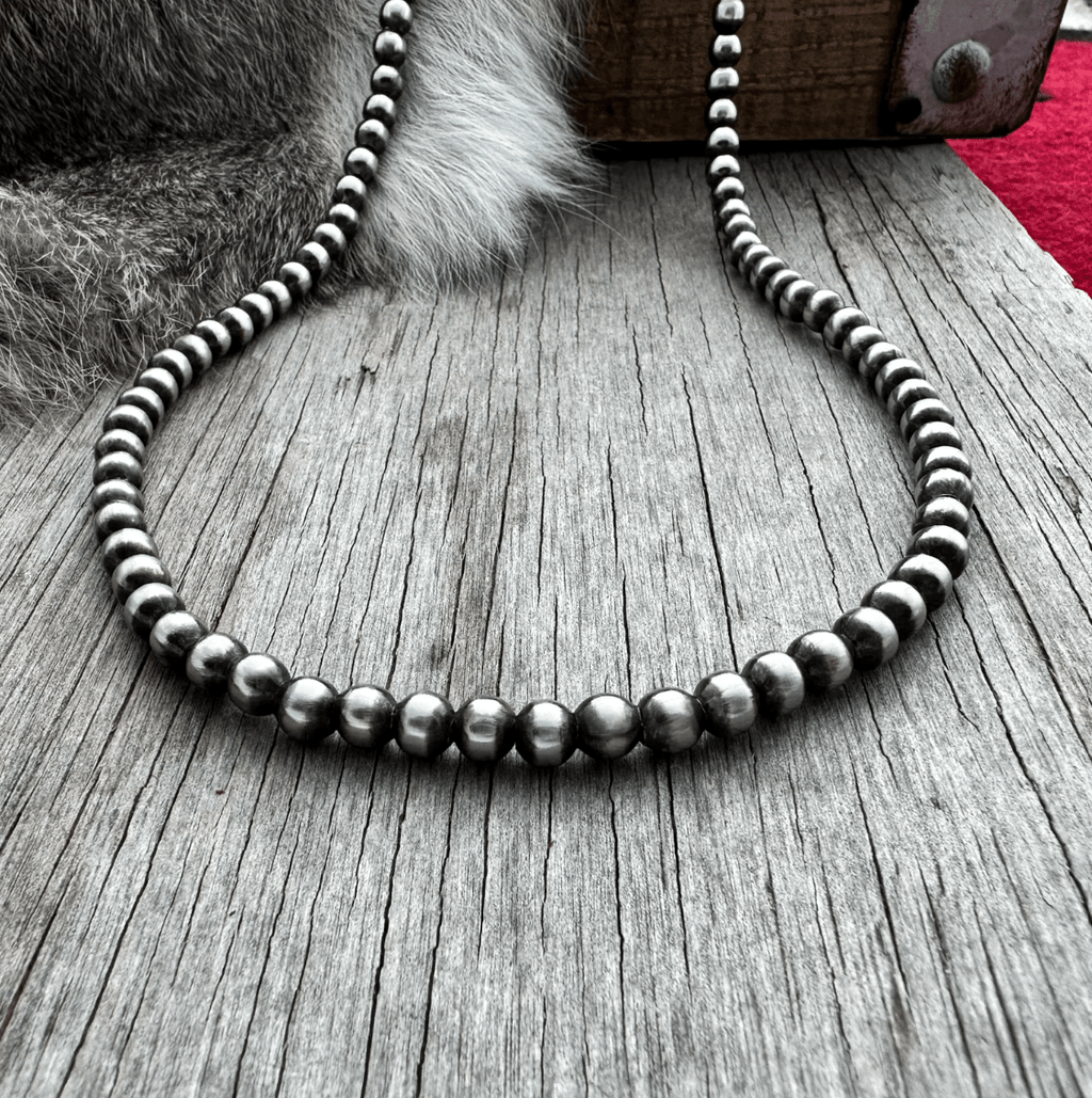 Pick your Size & Length - Silver Beads Necklace
