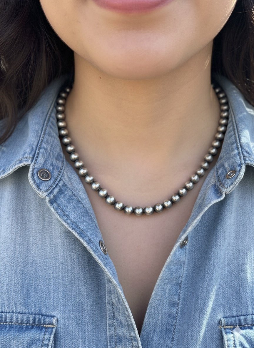 Pick your Size & Length - Silver Beads Necklace