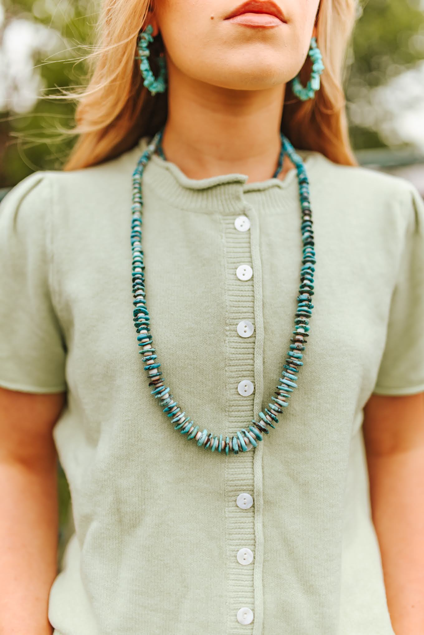 Southwest Heishi Long Strand Beaded Necklace