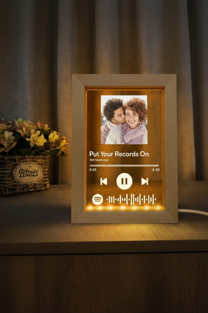 🎵💡Custom Spotify Code Music Art Picture Frame Night Light – Scan to Play Your Song!🎵💡