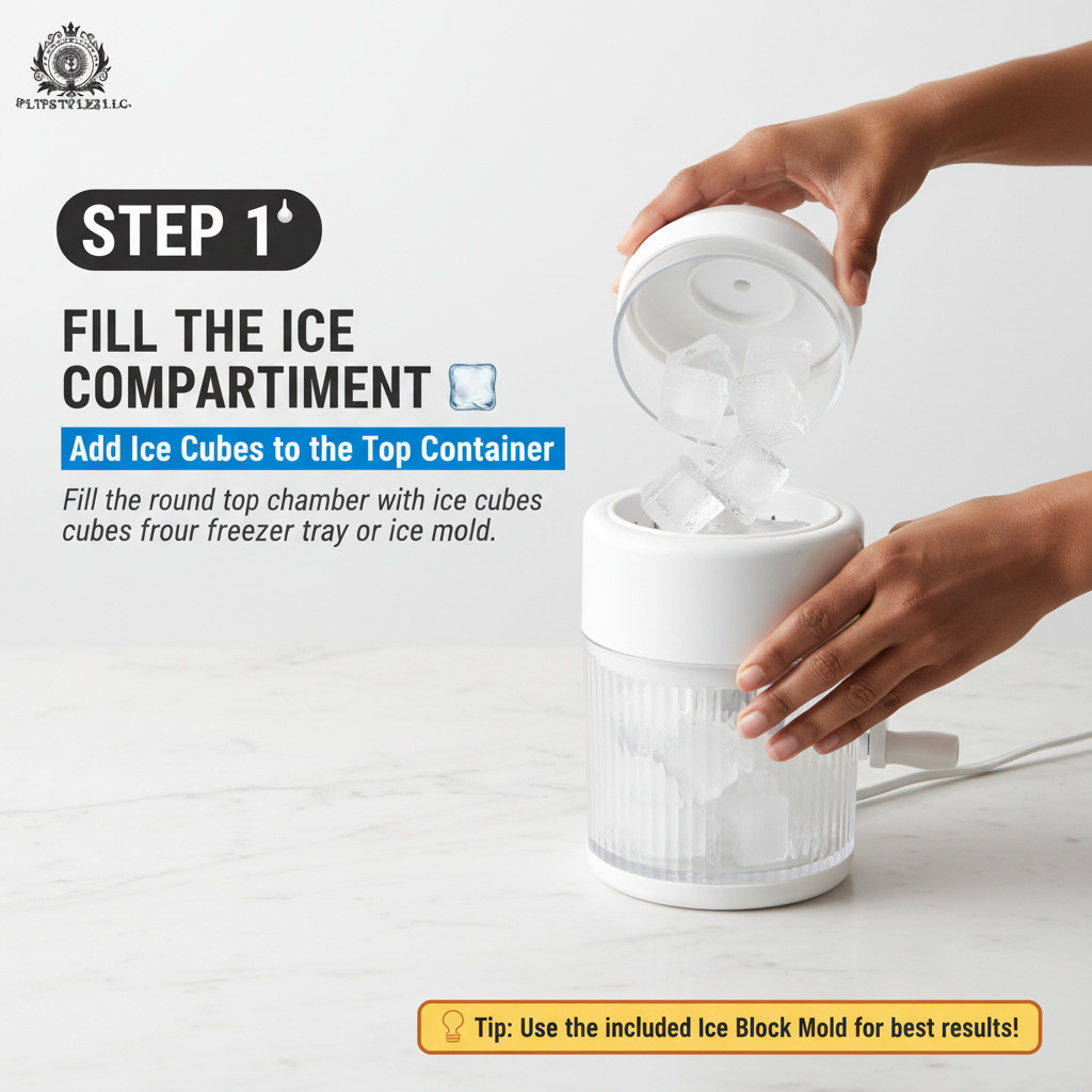 Mini Portable Ice Crusher & Smoothie Maker | Hand Operated Shaved Ice & Milkshake Machine | Household Kitchen Tool for Home & Outdoor