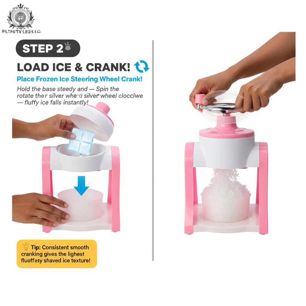 Hand Crank Ice Shaver & Snow Cone Crusher | Premium ABS Slushy Maker with Ice Mold Bundle Option | Pink & Blue | Home & Party Use