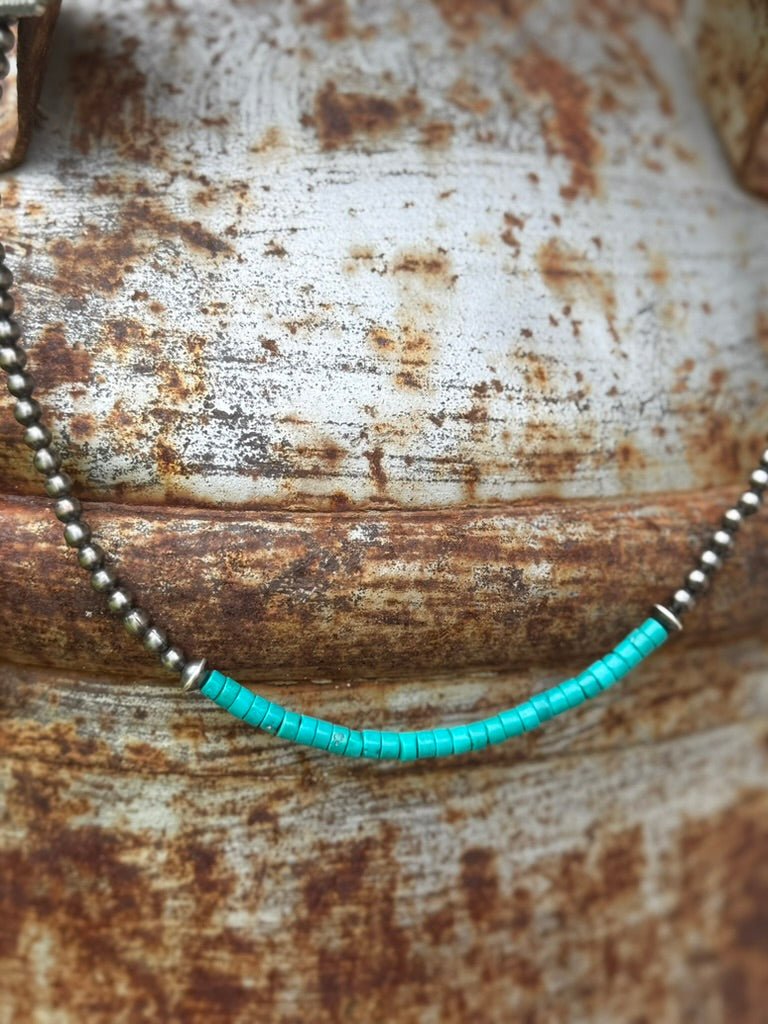 Sterling Silver Azure Soul Heishi Beaded Necklace