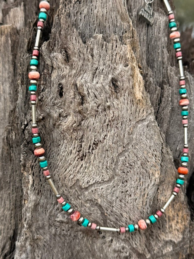 Sterling Silver Canyon Rose Mixed Stone Beaded Necklace