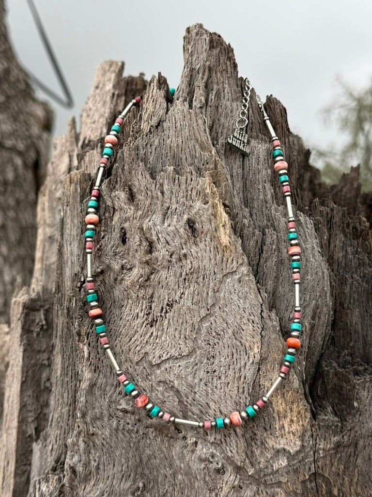 Sterling Silver Canyon Rose Mixed Stone Beaded Necklace